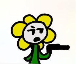 Flowey with gun Meme Template