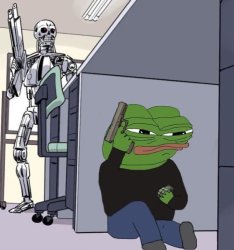 Pepe vs Robot Meme Template