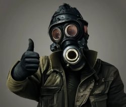 man in gas mask thumbs up Meme Template