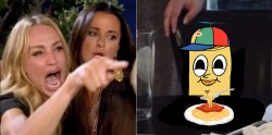 Woman yelling at $Pasta Meme Template