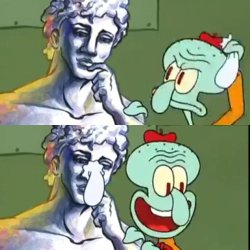 Squidward put nose on statue Meme Template