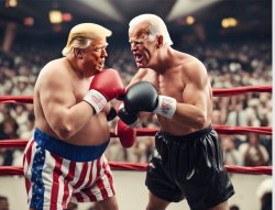 Joe Biden beats the stuffing out of flabby, obese Donald Trump Meme Template