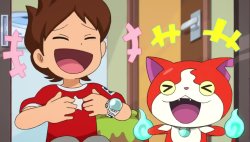 Nate and Jibanyan laughing Meme Template