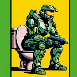 Master Chief squatting on a toilet Meme Template