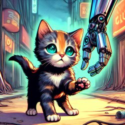 Kitten handshaking a robot Meme Template