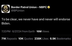 Border Patrol message denying support for Biden Meme Template