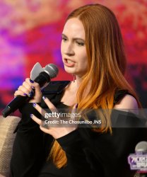 Karen Gillan as Nathaleenah Harrison in WOMAN OF THE WORLD Meme Template