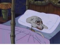 Squidward in bed Meme Template