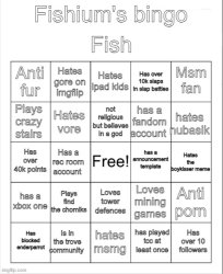 Fishium's bingo Meme Template