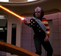 Worf wearing an American Flag Meme Template