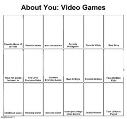 About you: video games Meme Template