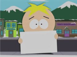 Butters with a sign Meme Template