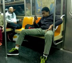 Manspreading on subway Meme Template