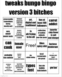 tweak bingo v3 Meme Template