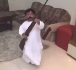 Little Arab man with a huge moustache and ak47 Meme Template