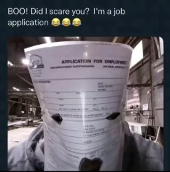 Did I scare you? I'm a job application Meme Template