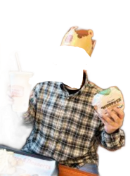 Hombre comiendo hamburguesa con corona de burger king Meme Template