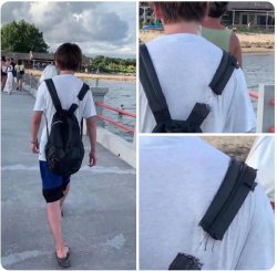 Thread Clinging Holding On Backpack Bookbag Meme Template