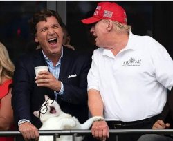 Cat Turd, Tucker & Trump laughing Meme Template