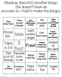 Shadow_BenoitX's brother bingo Meme Template