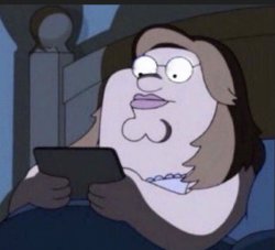 Peter griffin on his phone in bed Meme Template