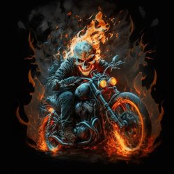 Burning skeleton riding motorcycle Meme Template