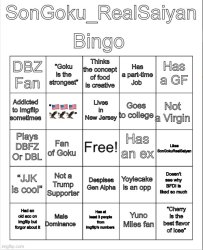 SonGoku_RealSaiyan Bingo Meme Template