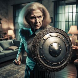 Woman with shield Meme Template