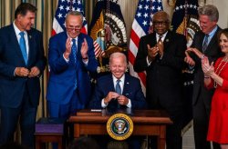 Biden with fawning Democrats Meme Template