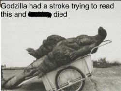 Godzilla had a stroke trying to read this and died Meme Template