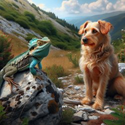 Dog and lizard staring at eachother Meme Template