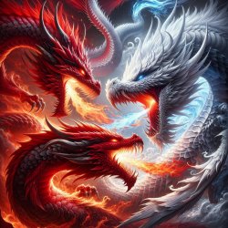 Red dragon fighting a white dragon Meme Template