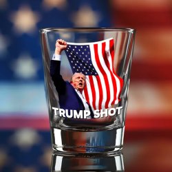 Trump shot shotglass photoshopped raised fist Meme Template