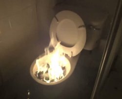 Toilet on fire Meme Template