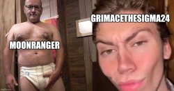 the virgin moonranger vs chad grimace Meme Template
