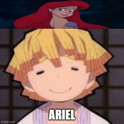 zenitsu likes ariel Meme Template