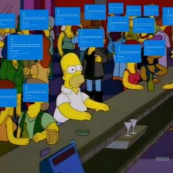 Homer surrounded by blue screen of death Meme Template