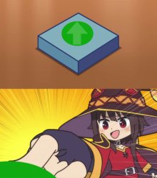 Megumin button upvote Meme Template