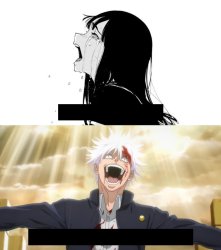 anime girl crying vs gojo laughing Meme Template