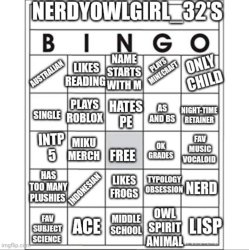 NerdyOwlGirl_32's Bingo Meme Template