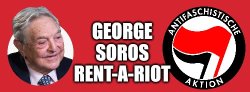 George Soros Rent A Riot Antifa logo Meme Template