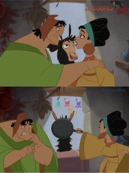 Kuzco Hit with Frying Pan Meme Template