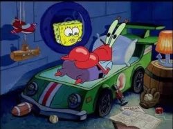 Mr Krabs Racing Car Bed Meme Template