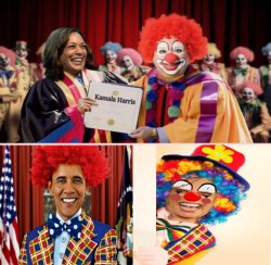 Obama welcomes Kamala to the clown club Meme Template