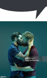 2 men kissing speech bubble Meme Template