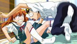 Asuka kicks Shinji's balls Meme Template