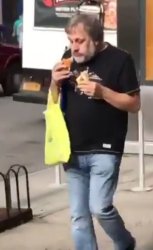 Zizek eating two hot dogs Meme Template