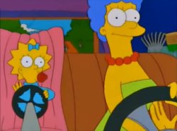 Maggie Simpson driving Meme Template