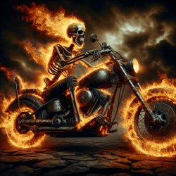 Burning Skeleton Riding a motorcycle Meme Template