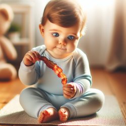 a baby with a bacon Meme Template